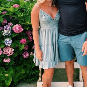 ILLA ILLA Light Blue Crochet Dress